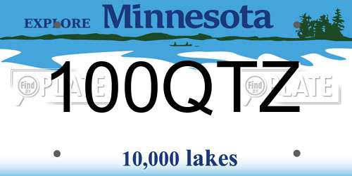 100QTZ Minnesota License Plate
