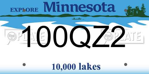 100QZ2 Minnesota License Plate