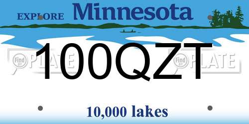 100QZT Minnesota License Plate