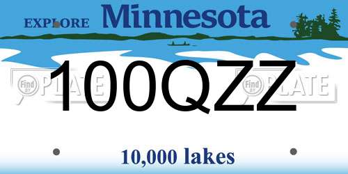 100QZZ Minnesota License Plate