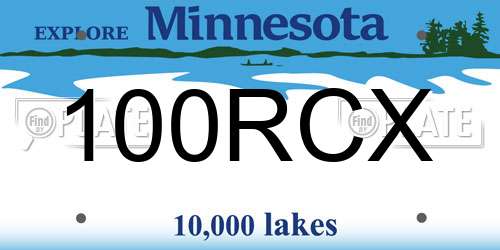 100RCX Minnesota License Plate