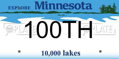 100TH Minnesota License Plate