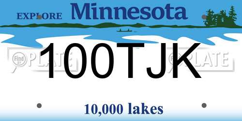 100TJK Minnesota License Plate