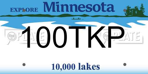 100TKP Minnesota License Plate