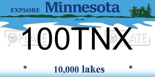 100TNX Minnesota License Plate