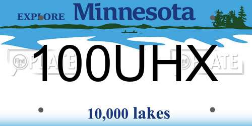 100UHX Minnesota License Plate