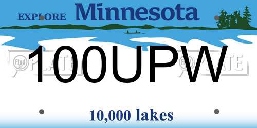100UPW Minnesota License Plate