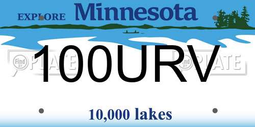 100URV Minnesota License Plate