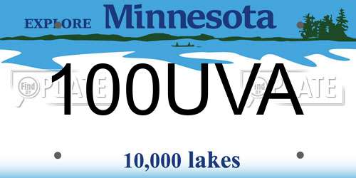 100UVA Minnesota License Plate