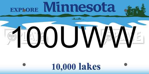100UWW Minnesota License Plate