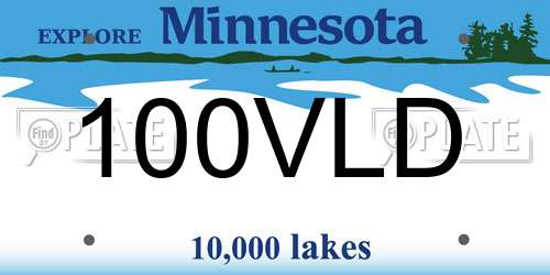 100VLD Minnesota License Plate