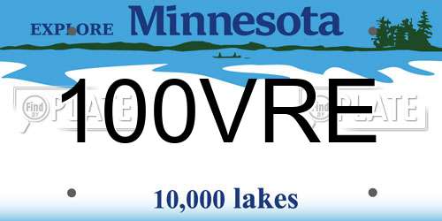 100VRE Minnesota License Plate
