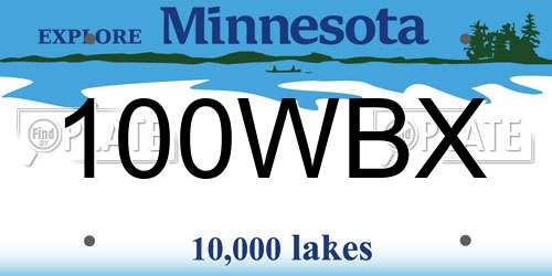 100WBX Minnesota License Plate