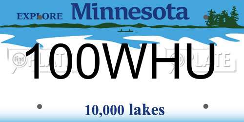 100WHU Minnesota License Plate