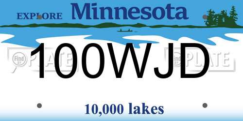 100WJD Minnesota License Plate
