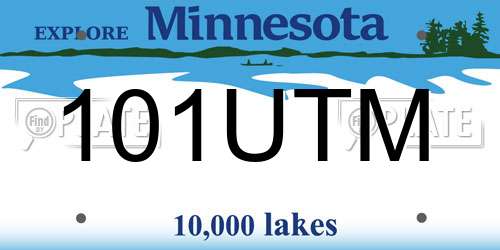 101UTM Minnesota License Plate