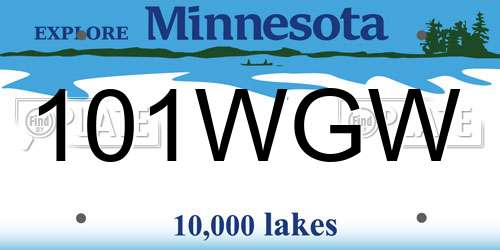 101WGW Minnesota License Plate