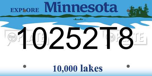 10252T8 Minnesota License Plate