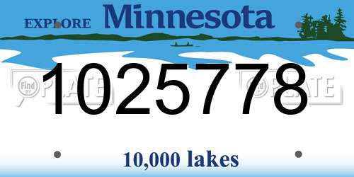 1025778 Minnesota License Plate