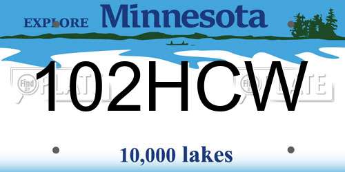 102HCW Minnesota License Plate