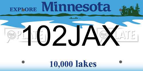 102JAX Minnesota License Plate