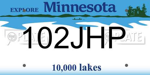 102JHP Minnesota License Plate