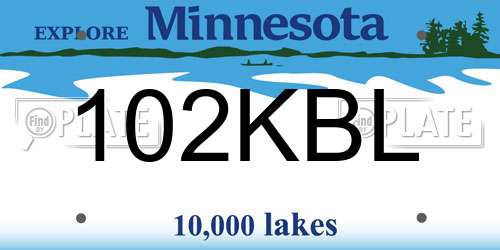 102KBL Minnesota License Plate