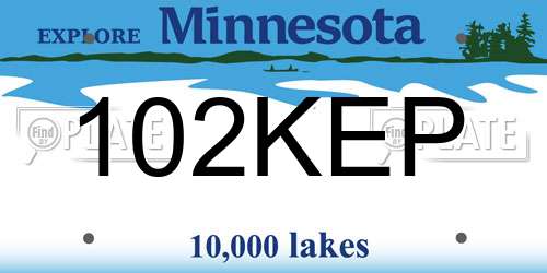 102KEP Minnesota License Plate