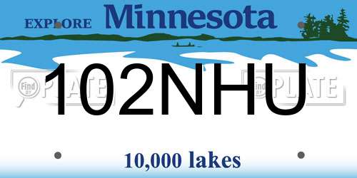 102NHU Minnesota License Plate