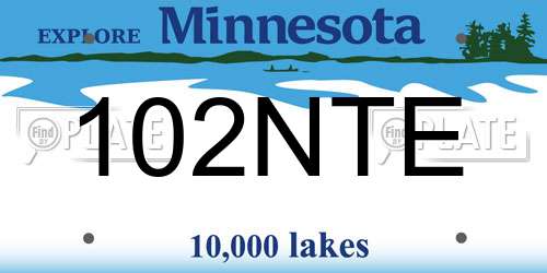 102NTE Minnesota License Plate