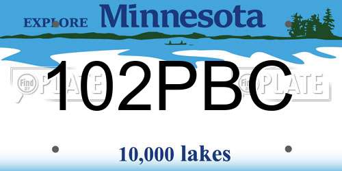 102PBC Minnesota License Plate