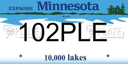 102PLE Minnesota License Plate