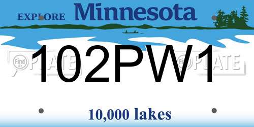 102PW1 Minnesota License Plate
