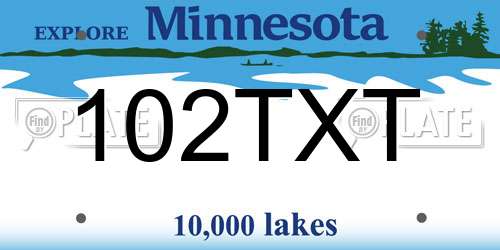 102TXT Minnesota License Plate