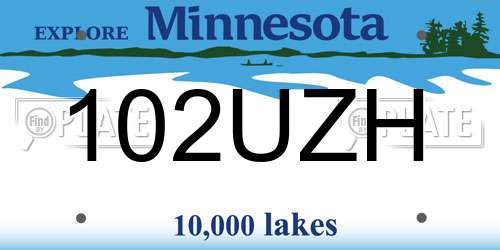 102UZH Minnesota License Plate