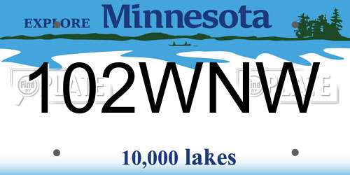 102WNW Minnesota License Plate