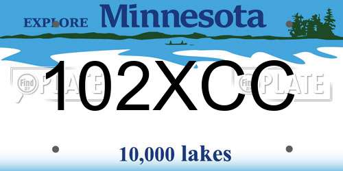 102XCC Minnesota License Plate
