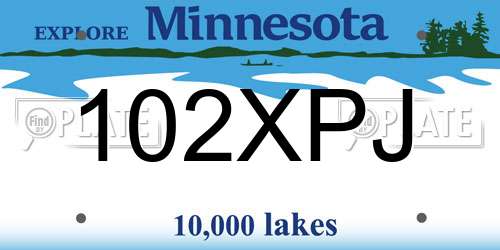 102XPJ Minnesota License Plate