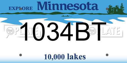 1034BT Minnesota License Plate
