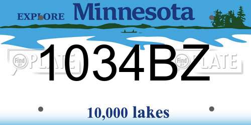 1034BZ Minnesota License Plate