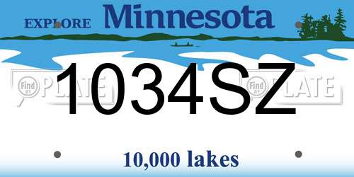 1034SZ Minnesota License Plate