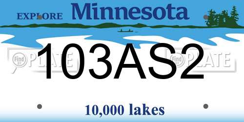103AS2 Minnesota License Plate