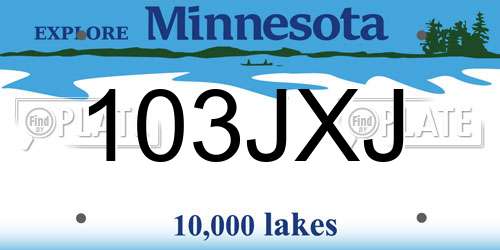 103JXJ Minnesota License Plate