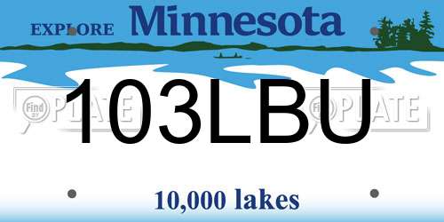 103LBU Minnesota License Plate
