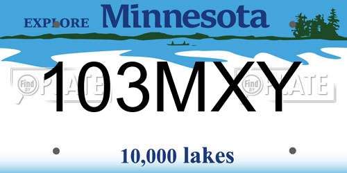 103MXY Minnesota License Plate
