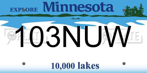 103NUW Minnesota License Plate