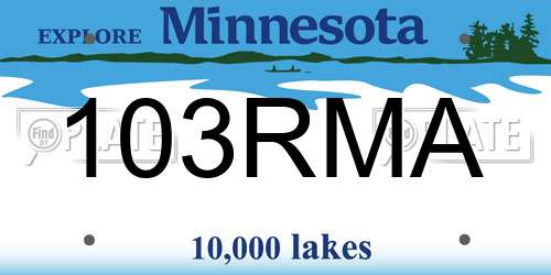 103RMA Minnesota License Plate