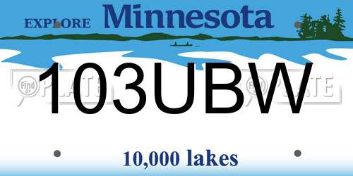 103UBW Minnesota License Plate