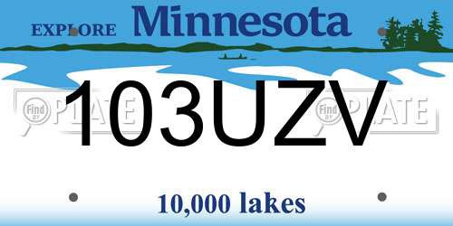 103UZV Minnesota License Plate