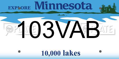 103VAB Minnesota License Plate